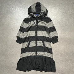 【美品】BURBERRY BLUELABEL  バーバリーブルーレーベルフード付き ニットワンピース 5分袖 38 グレー ホース刺繡