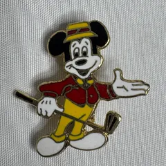 希少 ビンテージ ミッキーマウス ゴルフ ピンバッジ ブローチ WALT DISNEY PRODUCTIONS 刻印 昭和レトロ ディズニー アンティーク コレクション エナメル風 ヴィンテージ レア アクセ