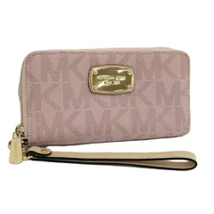 MICHAEL KORS ラウンドファスナー長財布 PVC レザー ピンク系