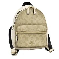 COACH バックパック リュック チャーリー シグネチャー PVC レザー ベージュ アイボリー F58315