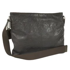 COACH ショルダーバッグ オプアート レザー キャンバス ダークブラウン 70248