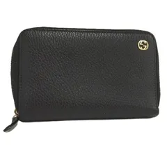 GUCCI インターロッキングG ラウンドファスナー 長財布 レザー ブラック 464884