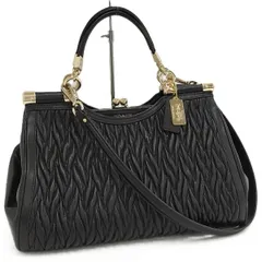 COACH マディソン ギャザードツイスト キャリー サッチェル 2WAYハンドバッグ レザー ブラック F27681
