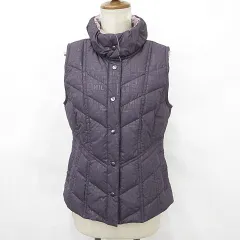 ベスト ダウンベスト 2WAY リバーシブル スタンドカラー 型押しプリント総柄 紫 パープル ピンク M サンプル品