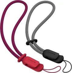 [SURPHY] ハンドストラップ 2本セット 長さ調整可能 携帯電話/カメラ/USBメモリ/鍵マスコット/キーなどにも適応 携帯ストラップ スマホひも(レッド&ブラック)