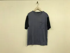 本物アトウatoコットン光沢切り替えデザインドレス半袖Tシャツメンズサーフアメカジミリタリーストリートスケーターワークビジネススーツモードゴルフブルー紺ネイビー46M日本製