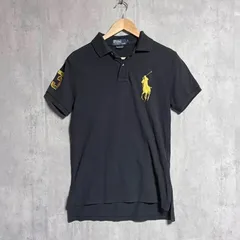 【王道】ラルフローレン ポロシャツ 黒 黄 ビッグポニー刺繍 M CUSTOM FIT カスタムフィット ナンバリング 3 鹿の子 半袖カットソー ゴルフ スポーツ カジュアル ストリート90sヴィンテージ古着 メンズ レディース ユニセックス モード Y2K