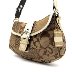 【良品】COACH y2k signature belt handbag soho patchwork beige shoulder bag コーチ ハンドバッグ