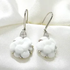 CHANEL ピアス カメリア スウィングドロップ 750WG K18WG ホワイトゴールド ダイヤモンド 約3.7g