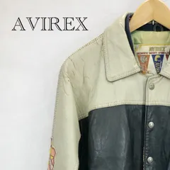 AVIREX アヴィレックス オールレザー スタジャン D-TK 9056 NORTHWEST WILD BEARS ワッペン S ブラック/アイボリー  メンズ ファッション _219023のサムネイル