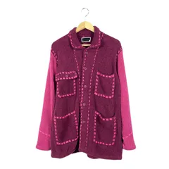 PHINGERIN　フィンガリン　PD-252-KN-031　PG1　SHORT　COAT　PG1ショートコート　モールニットジャケット　カーディガン　Mサイズ　パープル/ピンクのサムネイル