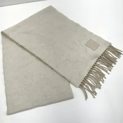 LOEWE ロエベ カシミヤ混 リバーシブル マフラー アナグラム アイボリー×サンド ウール×カシミヤ F811251X06