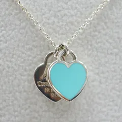 Tiffany&Co. ティファニー リターントゥダブルハート・ネックレス Ag925×1Pダイヤ シルバー×ティファニーブルー 2.6g
