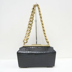 美品 ロジェヴィヴィエ パイソン チェーン ショルダーバック ブラック 