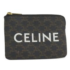 CELINE 財布 コインカードケース ブラウン トリオンフ 白ロゴ 