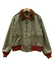 バズリクソンズ BUZZ RICKSON'S B-10 Flight Jacket フライト ジャケット ジップアップ ファー 赤リブ ミリタリー アウター 緑 BR10968 サイズ40 ジャケット プリント カーキ 104MT-2986のサムネイル