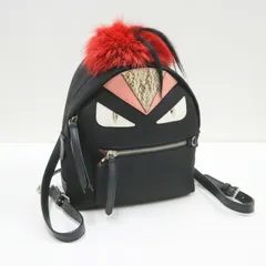FENDI フェンディ モンスター バグズ リュック ブラック×レッド ナイロン 8BZ038