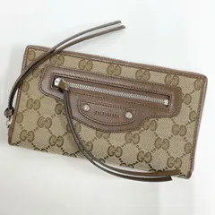 GUCCI×BALENCIAGA グッチ×バレンシアガ ウォレット GGキャンバス×レザー ベージュ×ブラウン 681710