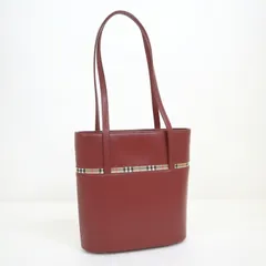 BURBERRY バーバリー ショルダーバッグ トートバッグ ノバチェック レザー×キャンバス ワインレッド×ゴールド金具