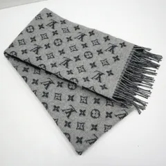 LOUIS VUITTON ルイヴィトン マフラー LVスプリット モノグラムパターン ブラック グレー M70924 AB3272