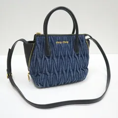 miumiu ミュウミュウ マドラス 2WAYショルダーバッグ デニムマトラッセ×レザー ネイビー 5BA003