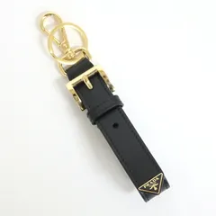 PRADA プラダ レザーキーリング トライアングルロゴ ブラック 1PP186_ASK_F0632