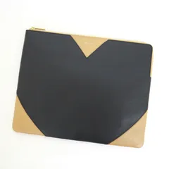 CELINE セリーヌ クラッチバッグ レザー ブラック×ベージュ