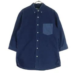 美品 INHERIT インヘリット 長袖 七分袖 デニムシャツ L ブルー メンズ 古着