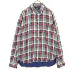 BEAMS HEART ビームスハート チェック柄 長袖 ボタンダウン コットンシャツ L グレー系 メンズ 古着