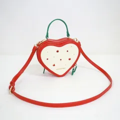 Samantha Vega サマンサ･ベガ ハート型･ショルダーバッグ 合皮×ゴールド金具 レッド×アイボリー×グリーン