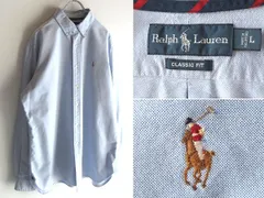 希少 00sビンテージ Ralph Lauren ラルフローレン CLASSIC FIT ポロポニーロゴ刺繍 オックスフォードシャツ BDシャツ L サックス USA企画