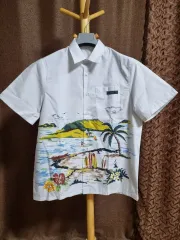 新品 PRADA プラダ ビーチ プリント 半袖 シャツ 40/L