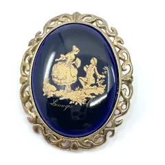 LIMOGES CASTEL　リモージュキャッスル ブローチ　陶器製　ゴールドのサムネイル