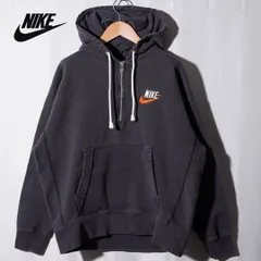 ナイキ NIKE ハーフジップ パーカー XL ブラック ユニセックス 旧ロゴ 刺繍 スウェット ストリート スポーツミックス オーバーサイズ 古着 F363