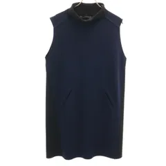 ZARA ザラ ノースリーブ ハイネック ワンピース M ネイビー ストレッチ レディース 古着