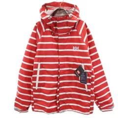 HELLY HANSEN ヘリーハンセン 未使用 ボーダー柄 レインジャケット L レッド 収納袋付き タグ付き メンズ 古着のサムネイル