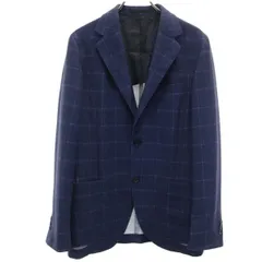 美品 UNITED ARROWS ユナイテッドアローズ チェック柄 テーラードジャケット S ネイビー メンズ 古着