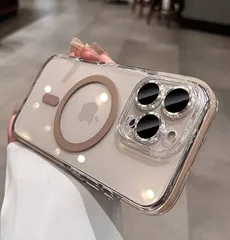 iPhone 16 Pro Max 用 ケース クリア マグネット[MagSafe対応] [黄変防止] TPU ショック吸収 バンパー ドロップ保護 カメラレンズフルカバー 6.9インチ サンドゴールド