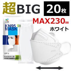 [10장×2]화이트 2팩 마스크 큰 사이즈 부직포 다이아몬드형 KN95 큰 빅 사이즈 200mm 230mm 초빅 BIG 꽃가루 알레르기 바이러스 대책 비즈니스 어른 남성 맨즈 메일편 item-0265 item-0557