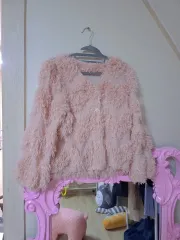 ピンク ファー カーディガン