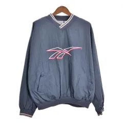 90年代 Reebok リーボック Vネック プルオーバージャケット スポーツ ロゴ ネイビー (メンズ L) 中古 古着 S2925のサムネイル