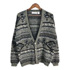 90s 総柄 ニットカーディガン ネイビー グランジ vintage - メルカリ