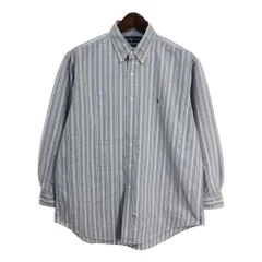 Polo by Ralph Lauren ポロ ラルフローレン YARMOUTH ボタンダウン 長袖シャツ ストライプ ライトブルー (メンズ 16 1/2) 中古 古着 S3705