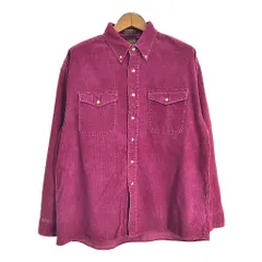 90年代 Eddie Bauer エディーバウアー ボタンダウン コーデュロイシャツ アウトドア パープル (メンズ XL) 中古 古着 S3814