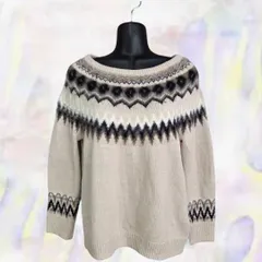 CIAOPANIC TYPY　チャオパニックティピー　ニット　ベージュ　レディース　ONEサイズ　ノルディック柄　ボートネック　セーター