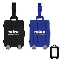 DELUXEFOX Luggage Tags for Suitcases, 2-Pack, Luggage Tags, Suitcase Number Tags, Name Labels, Name Tags, Identifiers, Cute and Stylish Name Tags, Luggage Tags for Children and Adults, Golf Bags, Name Plates, Business Travel Tags, Business Trips, Travel (Black + Blue 1)