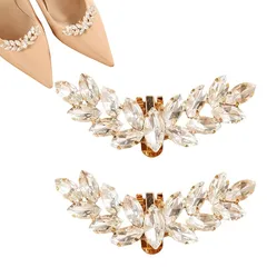 [DELUXEFOX] シューズクリップ 2個入り 靴飾り クリスタル 靴 パンプス 装飾品 シューズアクセサリー 取り外し可能 結婚式 発表会 入学式 卒業式 パーティー クリスタルシューズバックル（C）