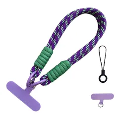 [DELUXEFOX] スマホ ハンド ストラップ 携帯ストラップ アウトドア スマホ ハンドストラップ リストストラップ 極太で丈夫 オシャレ かわいい 落下防止 紛失防止 全機種対応 ケースに挟むだけ (パープル) 0