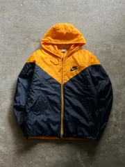 ストリート NIKE フーデッドジャケット 切替ロゴ オレンジネイビー