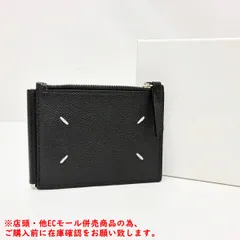 ※併売商品※◆中古状態良好◆MAISON MARGIELA【メゾンマルジェラ】マネークリップ付 二つ折り財布 レザー ブラック 薄型 メンズ レディース　M1717